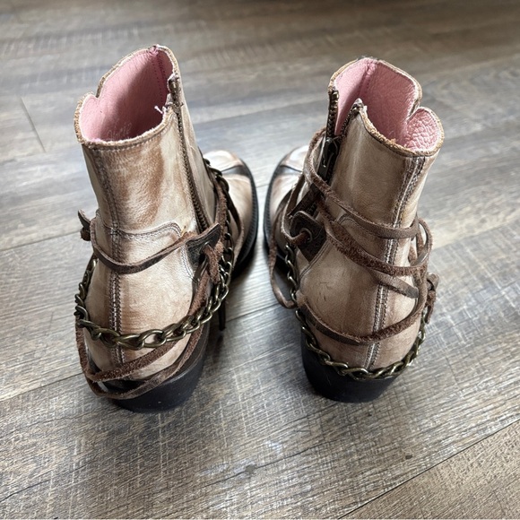 Tan and Brown Western Ankle Boots with Studded Strap - Picture 4 of 6